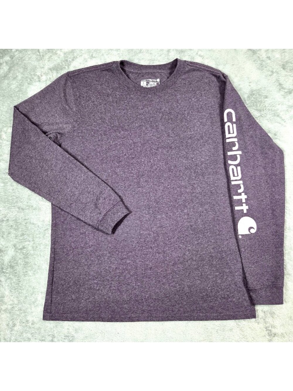 Carhartt Top Womens Small Heather Purple Dearborn Loose LS Logo Tee 103401